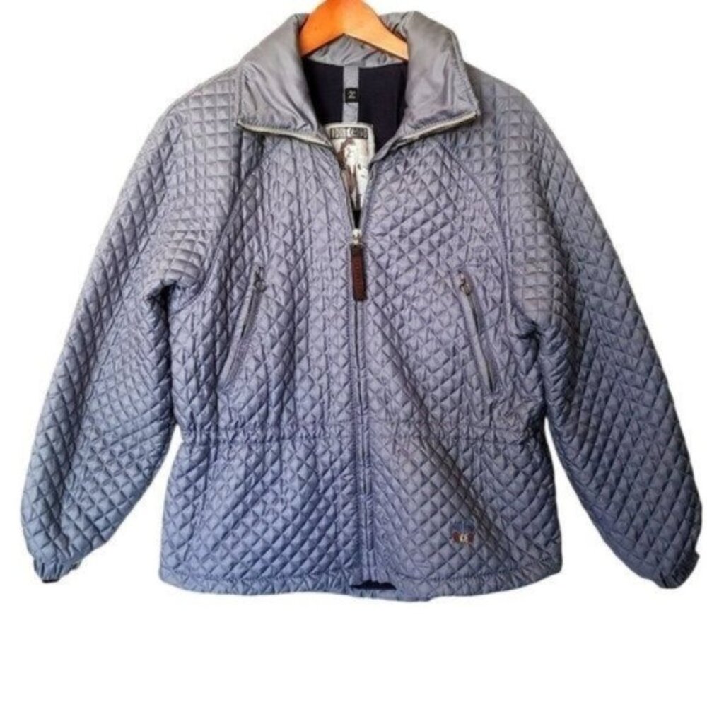 Vintage Post Card Quilted Ski Jacket Blue 4 Waist‎
